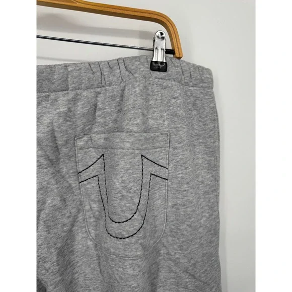 NWT True Religion Terry Applique Joggers Men's 2XL Heather Gray Elastic Waist